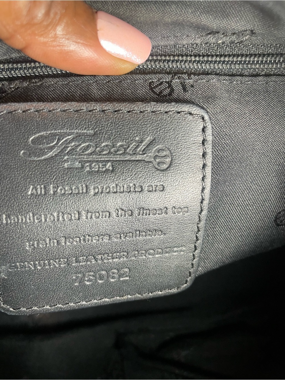 Vintage Fossil 75082 Black 100% Genuine Leather Baguette Shoulder Bag Y2K - Picture 8 of 16